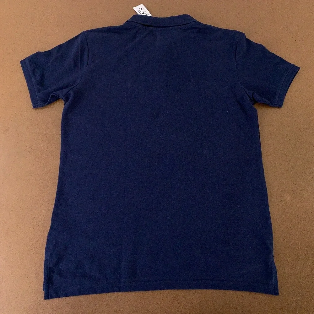 The Children's Place Boys 18 Husky Nautical Blue Short Sleeve Uniform Polo NWT